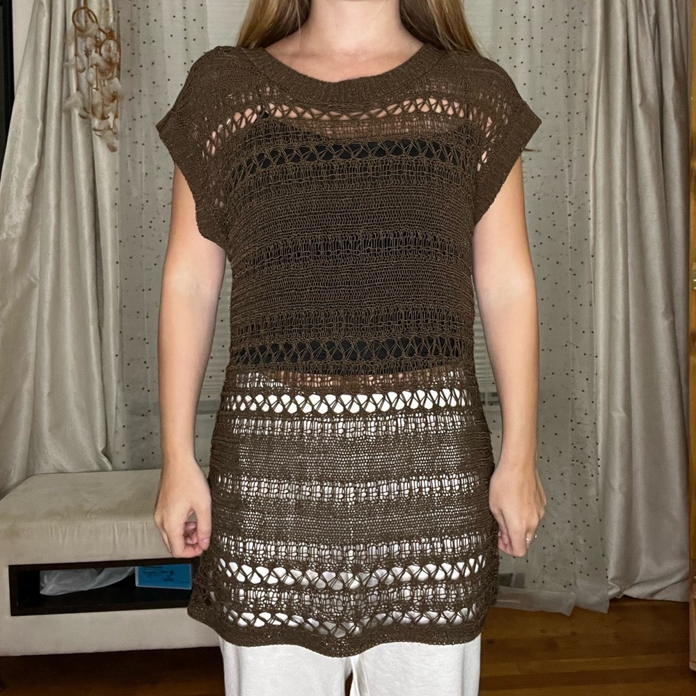 Crochet brown cover up